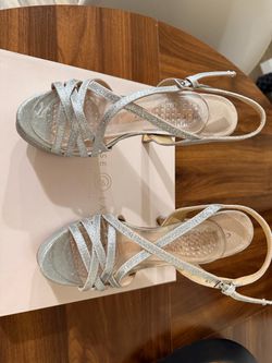 Silver Glitter ankle strap heels
