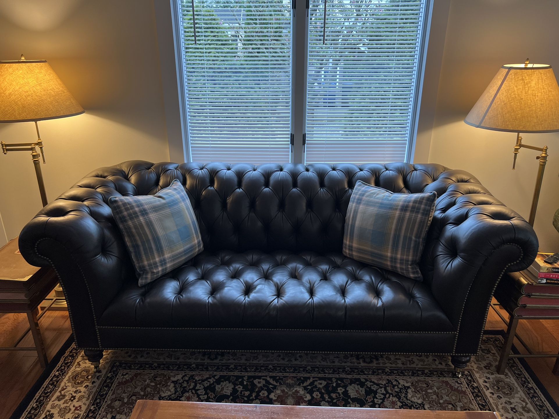 Black Leather Chesterfield Sofa