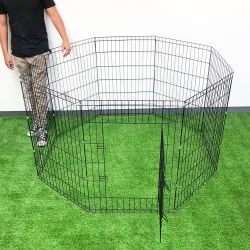 New in box $49 Foldable 36” Tall x 24” Wide x 8-Panel Pet Playpen Dog Crate Metal Fence Exercise Cage 