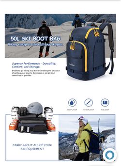 Unigear Ski Boot Bag, 50L Ski Boot Travel Backpack for Ski Helmet