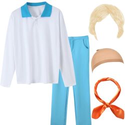 Halloween Costume for Men Classic White Shirt and Pants Outfit Cosplay Fancy Dress Suit