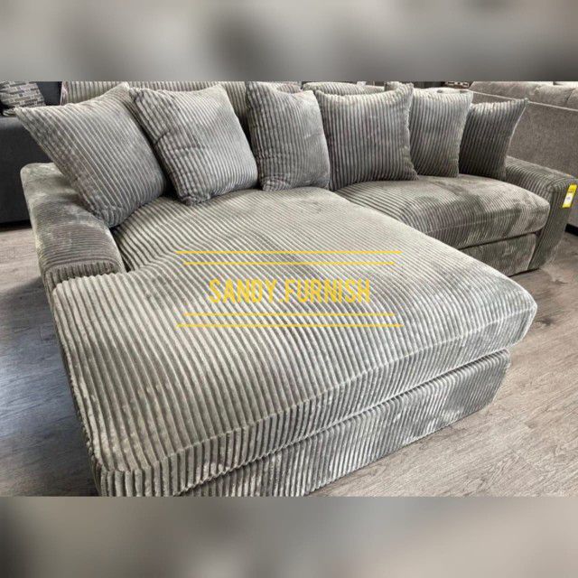 Premium Sectional sofa Corduroy gray Frabric