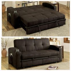 👨‍👩‍👧‍👦 Sofa Bed, Dark Brown Fabric Folding, Brand New.