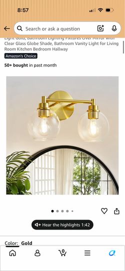 Bathroom Light Fixtures, Vanity Lights for Bathroom 2-Light Gold,