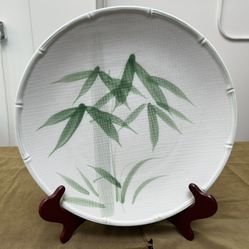 Japanese Large Round Ceramic Platter w/ Bamboo Design