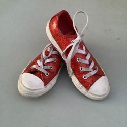 Girls Red Glitter Converse Size 13