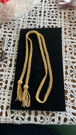 Vtg Gold seed bead Flapper Necklace