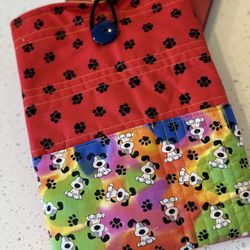 Book Kindle Sleeve Bag Cover 10.5 X 8in Puppies Dogs Paw Print  Fabric Padded Quilted NEW Handmade Lined Bags. Gift Gifts Presents with Pockets