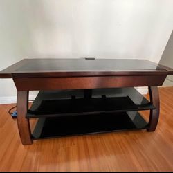 Wood TV Stand with Shelves – Great Condition