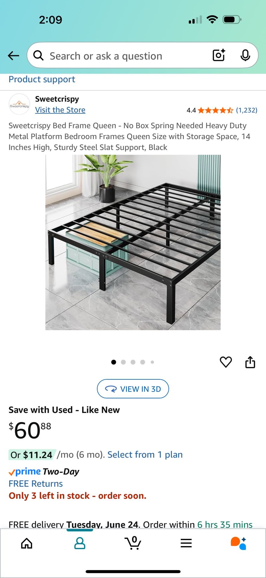 Queen Bed Frame - No Box Spring Needed
