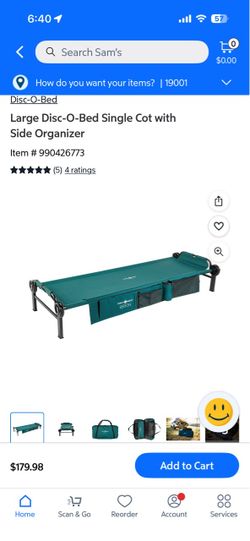 Disc-O-Bed Large Single Cot with Side Organizer