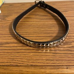 New Black And Silver Two Row Pyramid Stud Belt Size Medium 