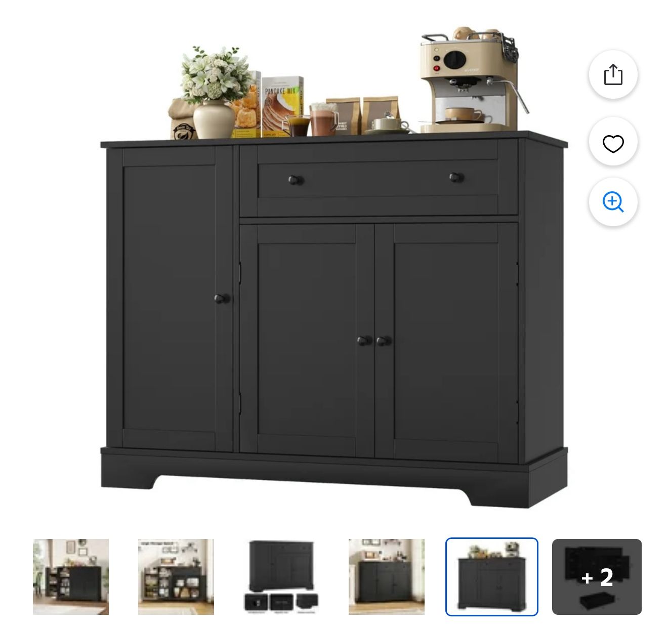  3 Doors Kitchen Storage Cabinet with Adjustable Shelf for Dinning Room