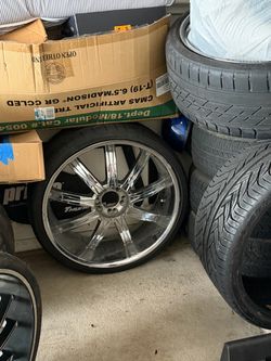 24” inch chrome rims w/ tires 5 lug universal fit