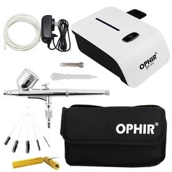 OPHIR Airbrush Kit with Air Compressor & Cleaning Tools & Bag Air brush Spray