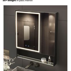 Brand: MIRROLIA 30"×34" Lighted Medicine Mirror Cabinet with Storage