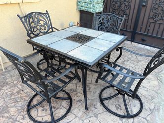 Outdoor Patio Dining Set with Tile Top Table