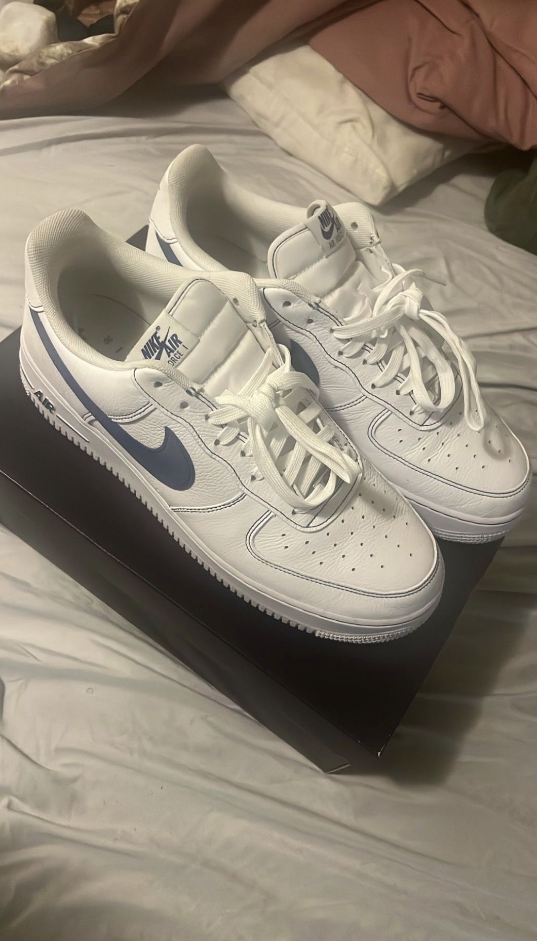 Nike White And Blue Airforces Size 12