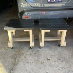 Wood Tables On Wheels End Table/ Night Stand 