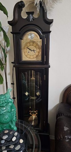 Vintage-Style Tempus Fugit Floor Clock w/ Brass Pendulum - $100
