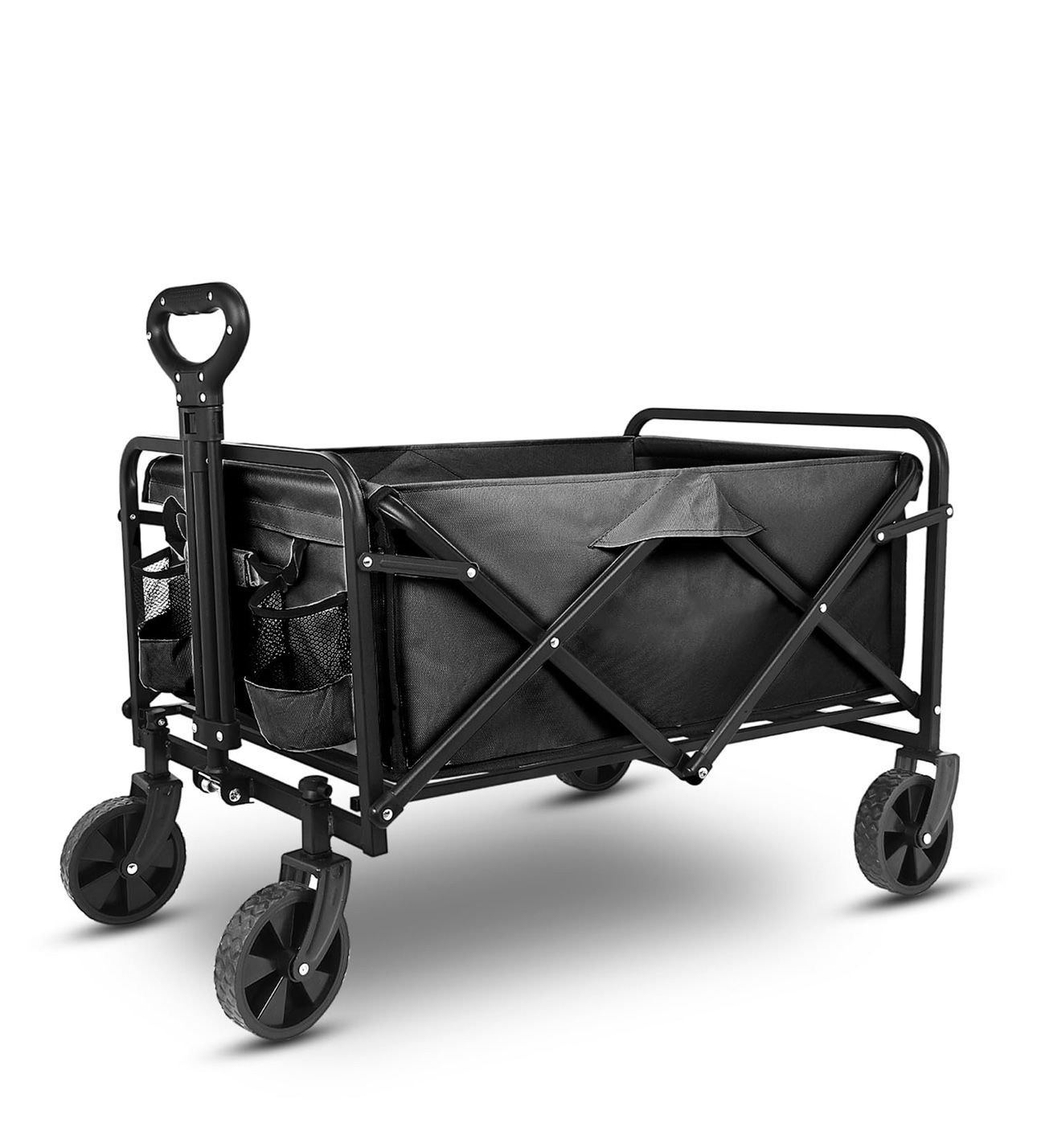 Foldable Wagon - 220lbs Collapsible Garden Carts with All Terrain Wheels for Outdoor Camping Sports Shopping Gardening - Heavy Duty Portable Utility T