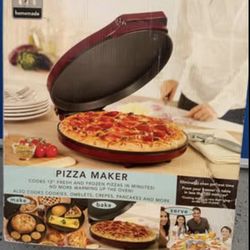 Electric 12" Pizza Maker, Red Non Stick Cookies,Pancakes,Omelets New In Box
