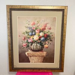 Cuadro grande de flores de Home Interiors sin vidrio doesn't have glass