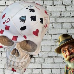 Polly resin SKULL Hand Painted Poker  themed 