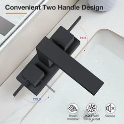 Faucets for Sink 3 Hole, 4 inch Lead-Free Matte Black 2 Handle, Deck, Pop-up Drain and Supply Hoses
