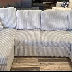 BRAND NEW GREY CORDUROY SECTIONAL SAME DAY DELIVERY