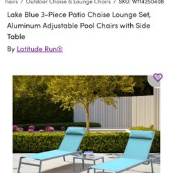 Lake Blue Patio Chaise Lounge Set