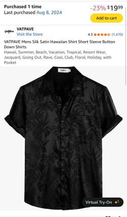 New Black Hawaiian Satin Short Sleeve Shirt