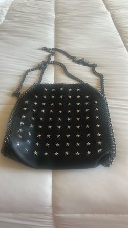 Black Star-Studded Chain Shoulder Bag