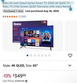 Roku 65’ Smart TV4k led