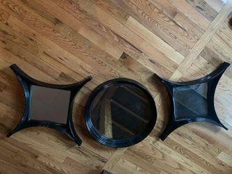 Wall Decor.     Set Of Black solid Heavy Mirrors (3)