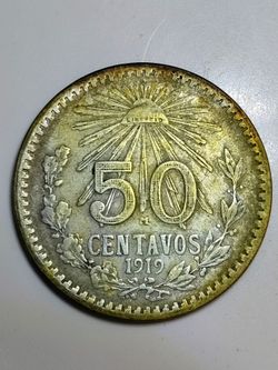 Silver 1919 Mexican 50 Centavos