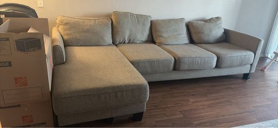 Gray Fabric Sectional Sofa with Chaise