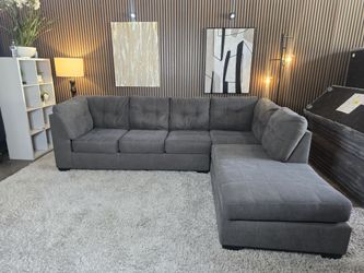 Ashley 2 Piece Gray L Shape Sectional Sofa with Right-Facing Chaise