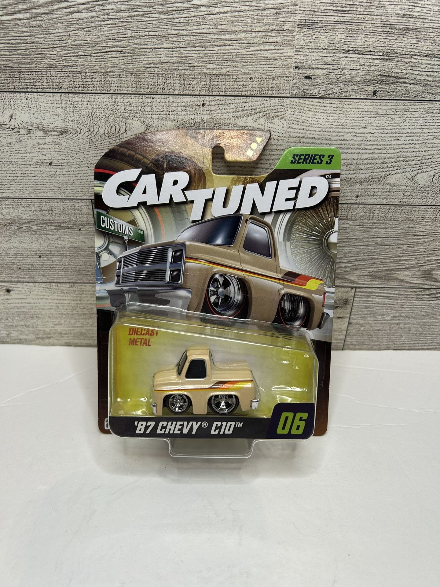 Car Tuned Series 3 Beige ‘1987 Chevy C10 Pickup Truck • Die Cast Metal • Made in in Vietnam
