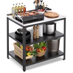 Brand New 32”x20”3-Tier Heavy Duty Outdoor Grill & BBQ Prep Station