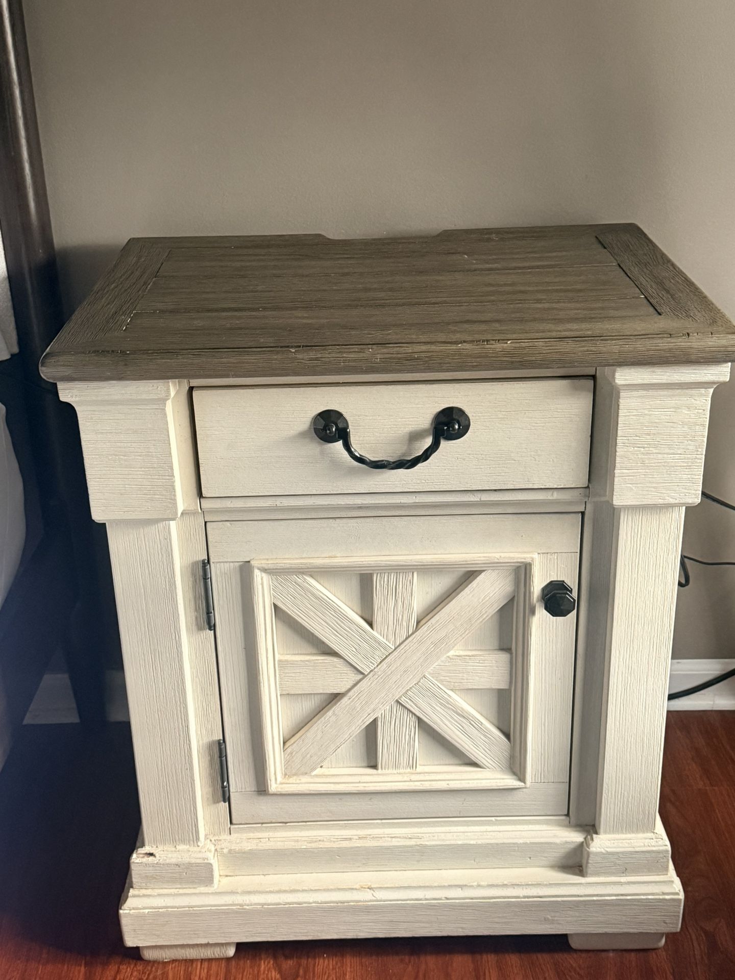 Bolanburg Farmhouse Nightstand w/ Charging Station - Set Of 2