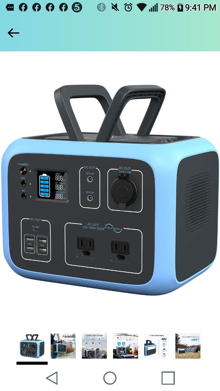 Bluetti 500Wh Solar Generator Including Dokio 240W Foldable Solar Panel Charger