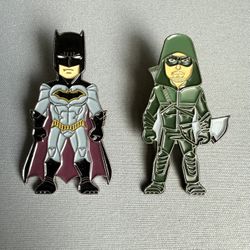 SDCC 2017 Comic Con Exclusive DC Pins By Fansets Batman Green Arrow - Lot of 2