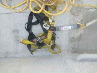 Harness with rope and hooks