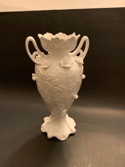 Vintage Kaldun & Bogle 8" White Vase with Roses