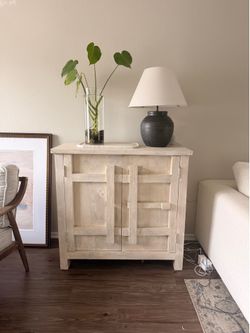 White Wash Solid Wood Accent Cabinet | Designer Style Storage Cabinet