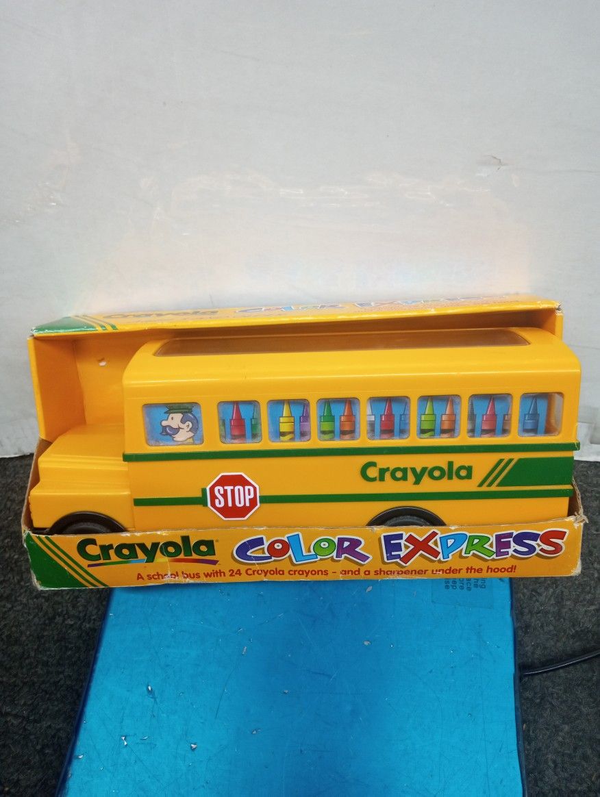 1998 Crayola Color Express School Bus w 24 Crayola Crayons. Crayola storage bus