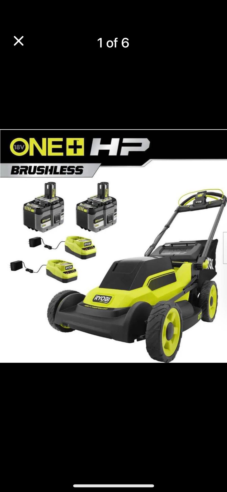 ONE+ HP 18V Brushless 20 in. Cordless Battery Walk Behind Self-Propelled Lawn Mower w/ (2) 6.0 Ah Batteries and Chargers Your Price $325 Retail Price
