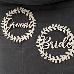 Groom And Bride Chair Sign 