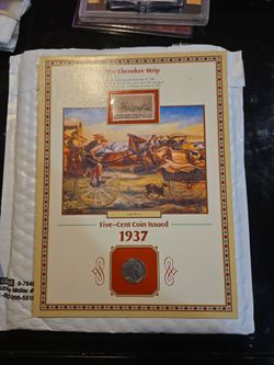 Cherokee Strip 1937 Five-Cent Coin & Stamp Set
